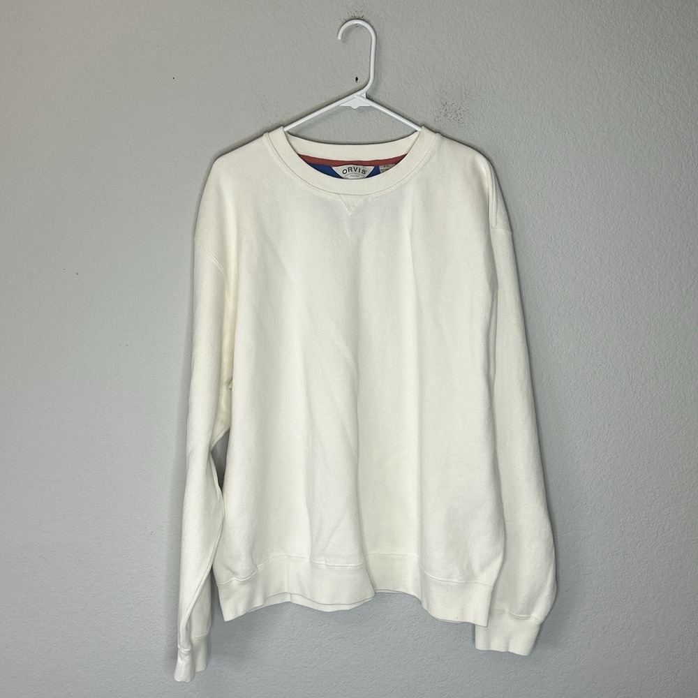 Vintage Orvis Off White Crewneck Pullover Sweatshirt Men's Size XXL 2XL